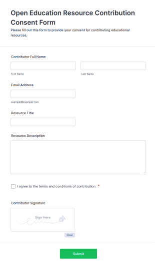 Open Education Resource Contribution Consent Form Template