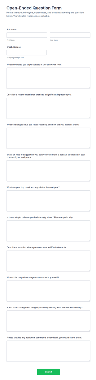 Open Ended Question Form Template