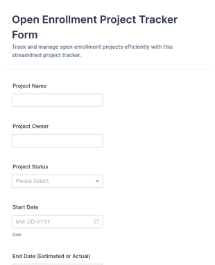 Open Enrollment Project Tracker Form Template