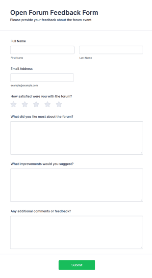 Open Forum Feedback Form Template