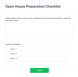Open House Preparation Checklist Form Template
