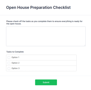 Open House Preparation Checklist Form Template