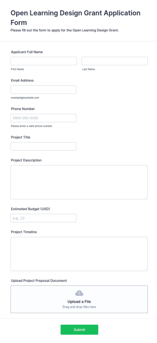 Open Learning Design Grant Application Form Template