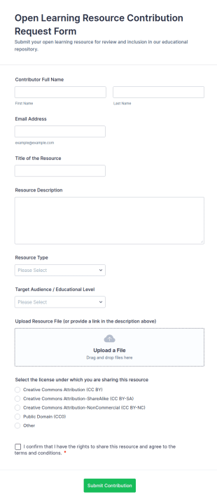 Open Learning Resource Contribution Request Form Template