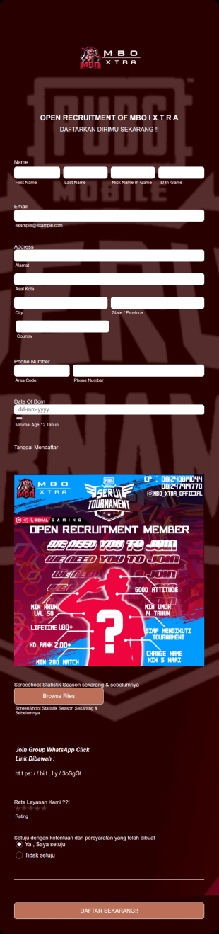 OPEN RECRUITMENT MEMBER OF MBO I X T R A