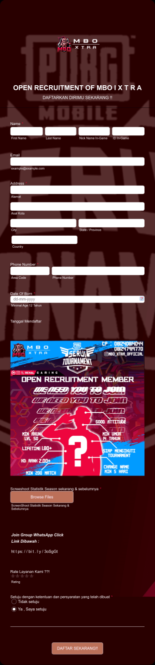 OPEN RECRUITMENT MEMBER OF MBO I X T R A Form Template