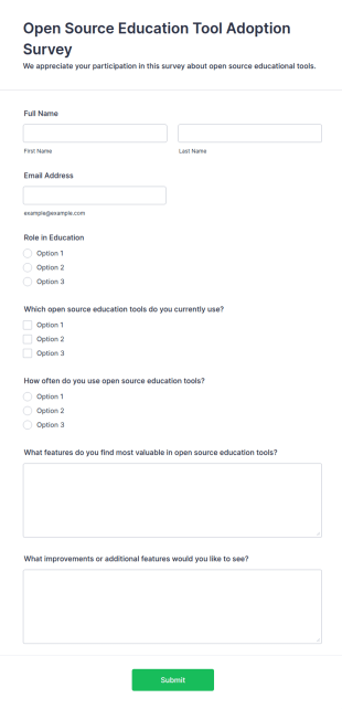 Open Source Education Tool Adoption Survey Form Template