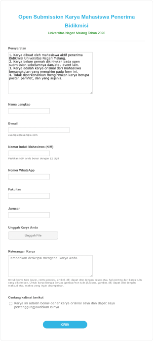 Open Submission Karya Mahasiswa Bidikmisi Um Form Template