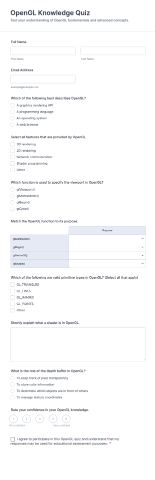 OpenGL Knowledge Quiz Form Template
