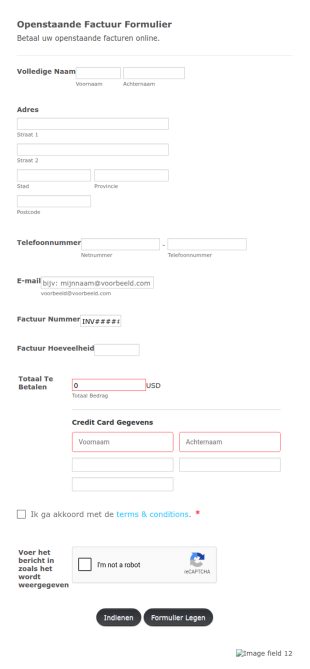 Openstaande Factuur Formulier