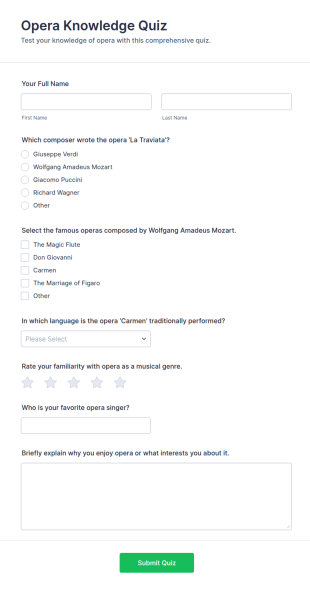 Opera Knowledge Quiz Form Template