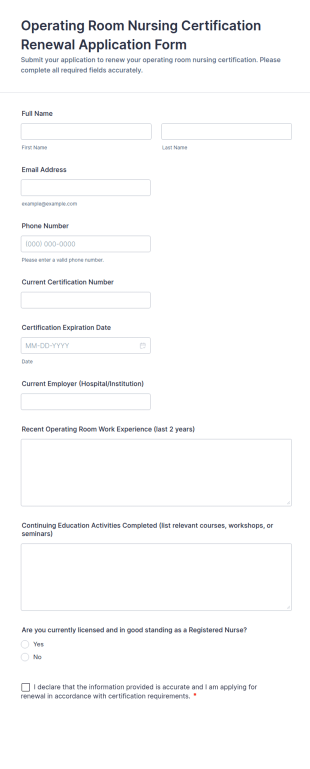 Operating Room Nursing Certification Renewal Form Template