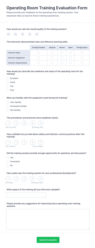 Operating Room Training Evaluation Form Template