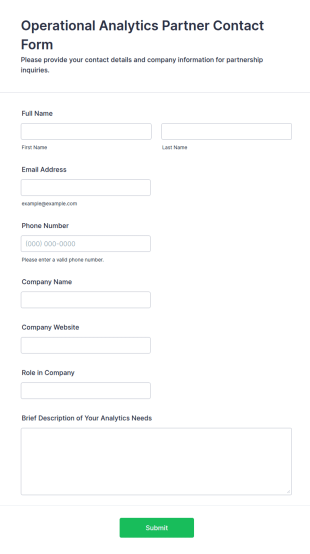 Operational Analytics Partner Contact Form Template