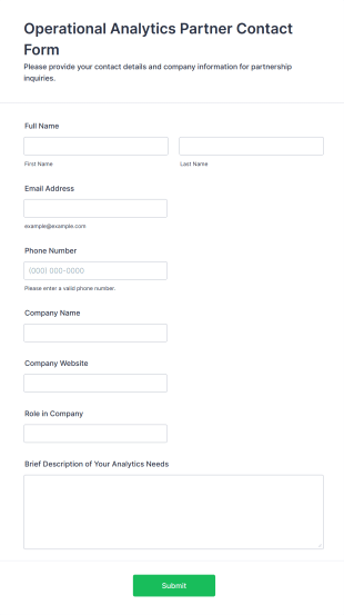 Operational Analytics Partner Contact Form Template