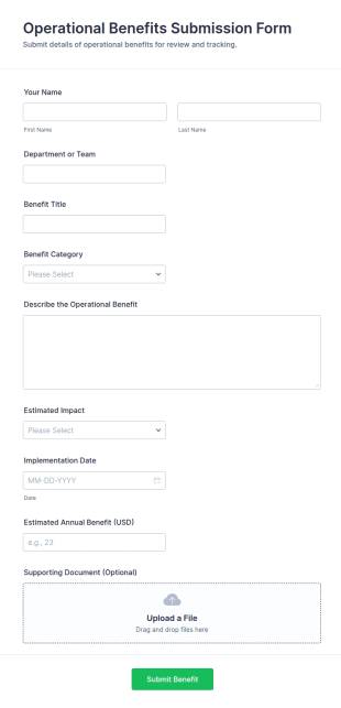 Operational Benefits Submission Form Template
