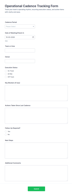 Operational Cadence Tracking Form Template