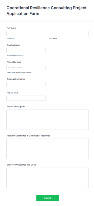 Operational Resilience Consulting Project Application Form Form Template