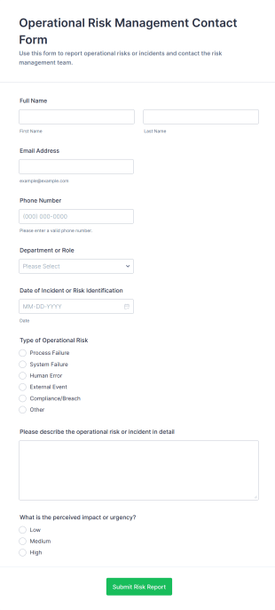 Operational Risk Management Contact Form Template