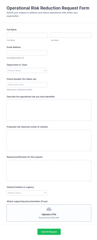 Operational Risk Reduction Request Form Template