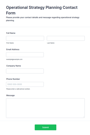 Operational Strategy Planning Contact Form Template