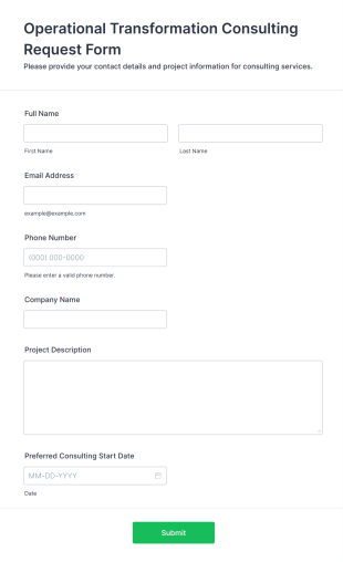 Operational Transformation Consulting Request Form Template