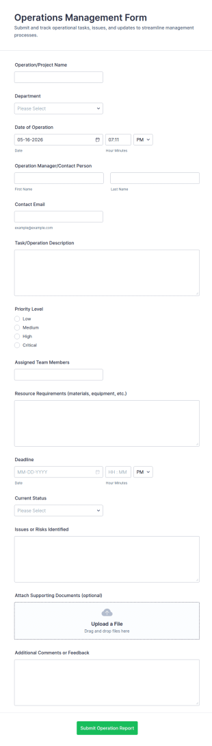 Operations Management Form Template