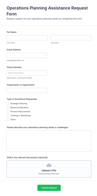 Operations Planning Assistance Request Form Template