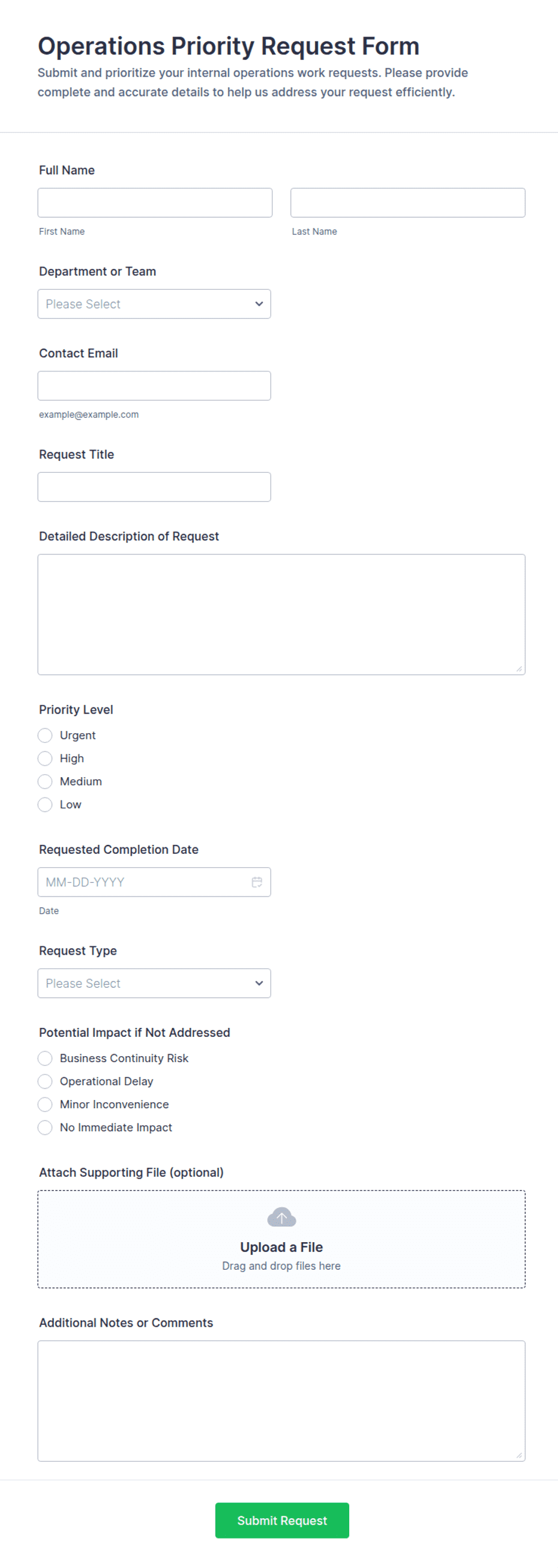 Operations Priority Request Form Template | Jotform