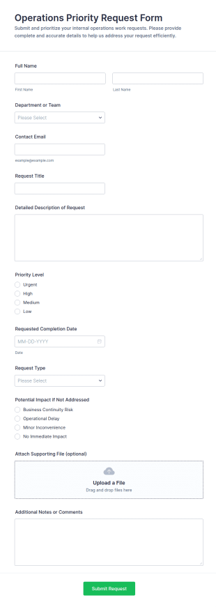 Operations Priority Request Form Template