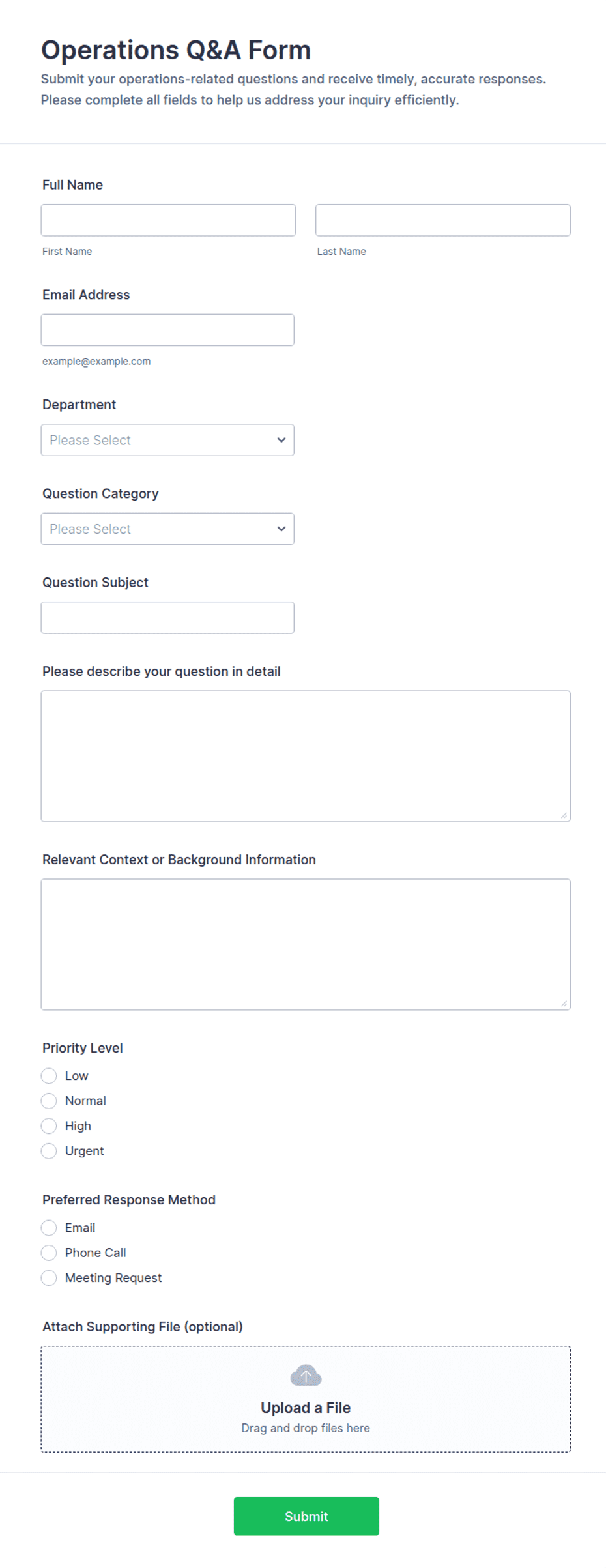 Operations Q&A Form Template | Jotform