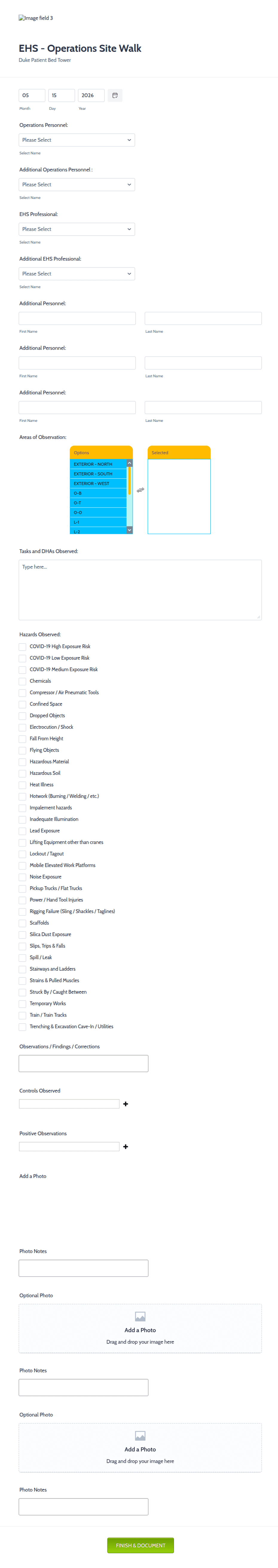 Site Walk Example Form Operations Site Walk Checklist Form Template | Jotform