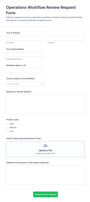 Operations Workflow Review Request Form Template