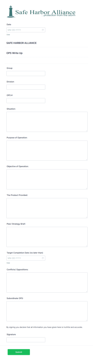 Operations Complaint Form Template