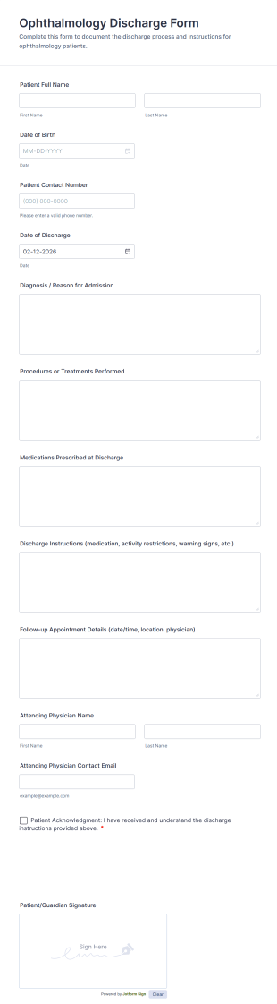 Ophthalmology Discharge Form Template
