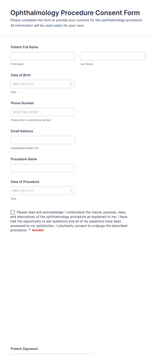 Ophthalmology Procedure Consent Form Template