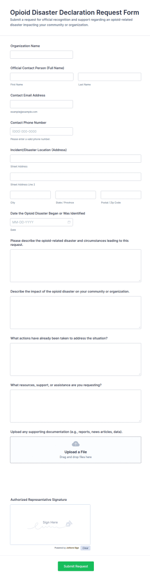 Opioid Disaster Declaration Request Form Template