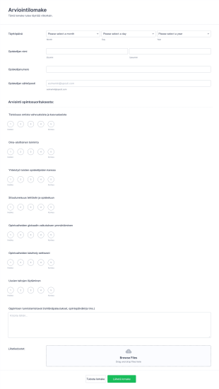 Opiskelijan Arviointilomake Form Template