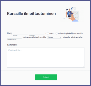 Oppilaan Kurssille Ilmoittautumislomake