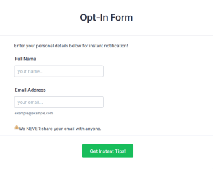 Opt In Form Template