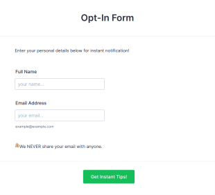 Opt In Form Template