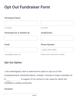 Opt Out Fundraiser Form Template