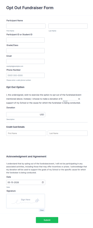 Opt Out Fundraiser Form Template