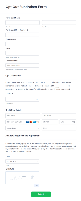Opt Out Fundraiser Form Template