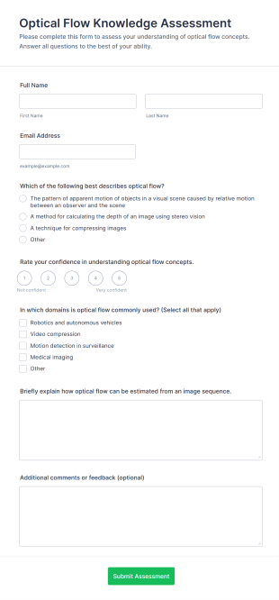 Optical Flow Knowledge Assessment Form Template
