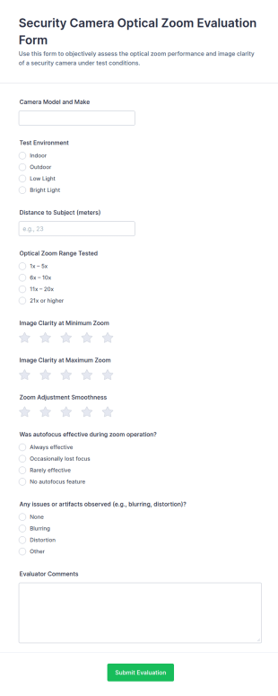 Optical Zoom Evaluation Form Template