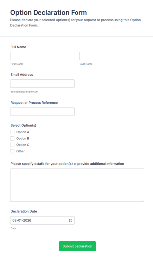 Option Declaration Form Template