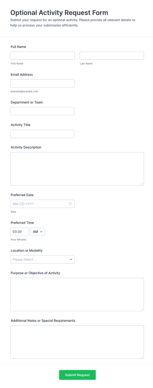 Optional Activity Request Form Template