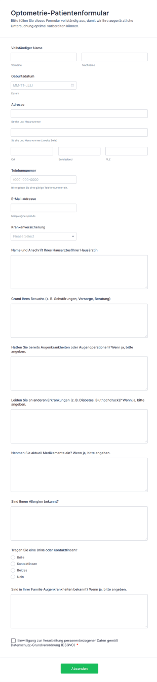 Optometrie Patientenformular