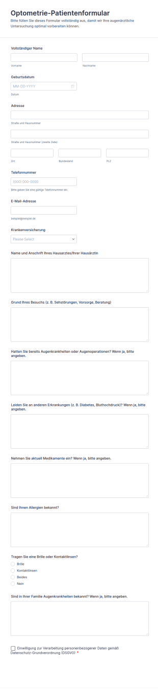 Optometrie Patientenformular